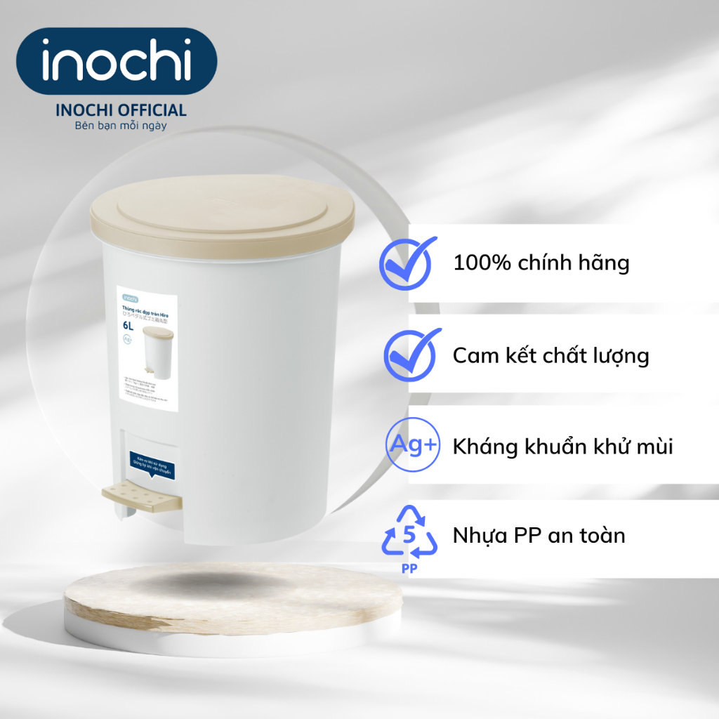 Thùng rác tròn Hiro Inochi dung tích 6L, 12L