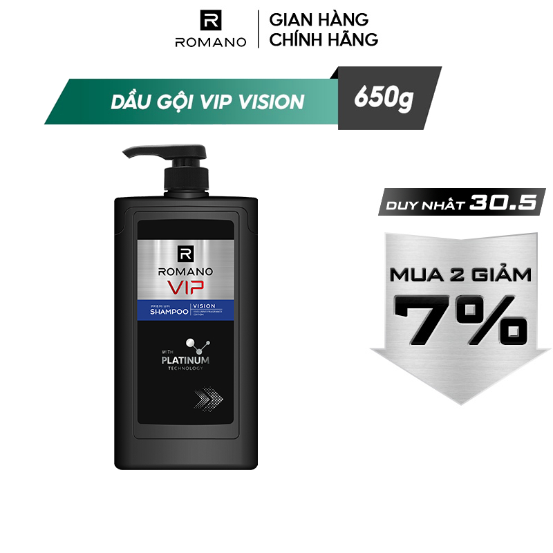 Dầu gội cao cấp Romano Vip Vision sang trọng cuốn hút 650g/chai