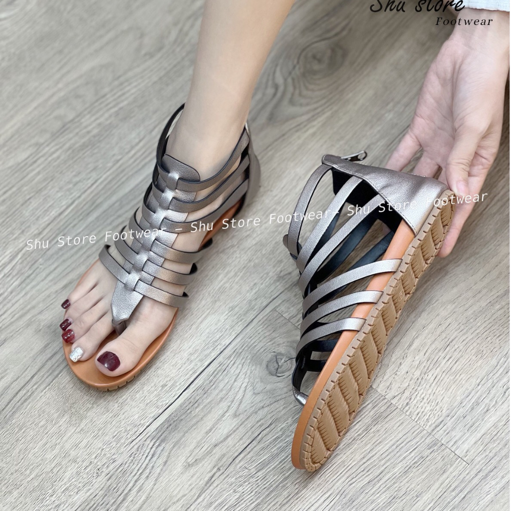 Shu Store | Sandal đế bệt khóa kéo sau Sandal chiến binh thời trang năng động xinh xắn