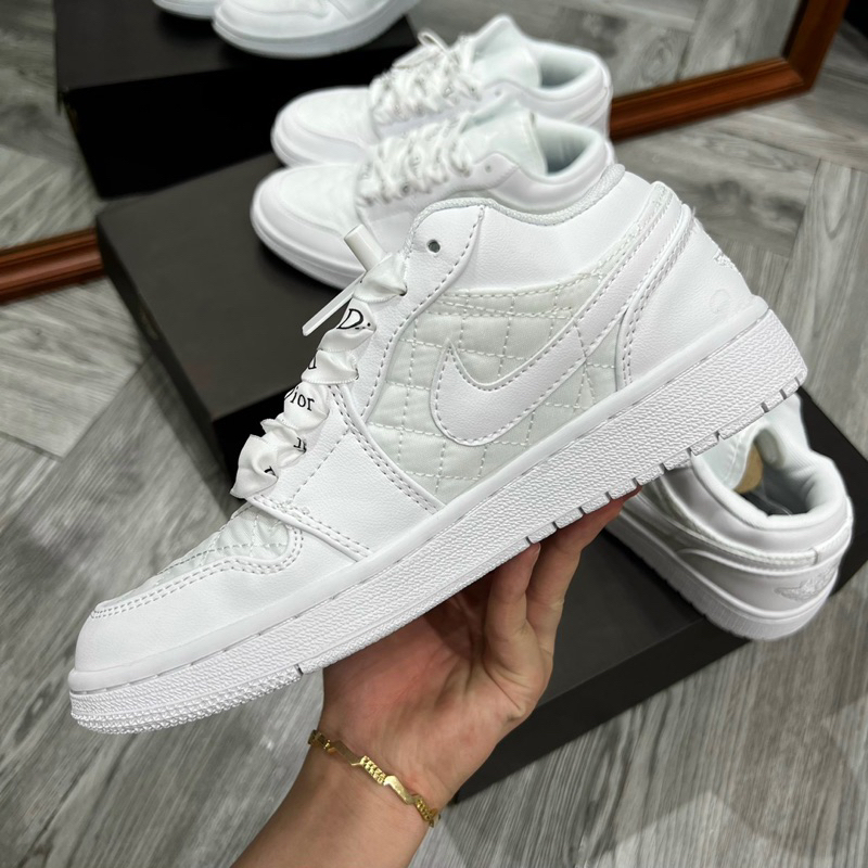 GIÀY J’D1 LOW QUILTED ALL WHITE THẤP CỔ