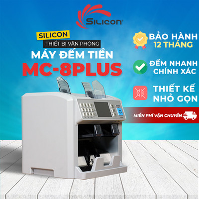 Máy đếm tiền 2 ngăn nhập khẩu SILICON MC-8PLUS - 2 mắt đếm - Bảo hành điện tử toàn quốc 12 tháng