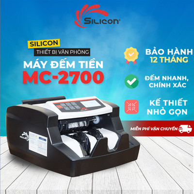Máy đếm tiền mini thế hệ mới SILICON MC-2700 - Màn Led kéo dài - Đếm siêu nhanh chính xác
