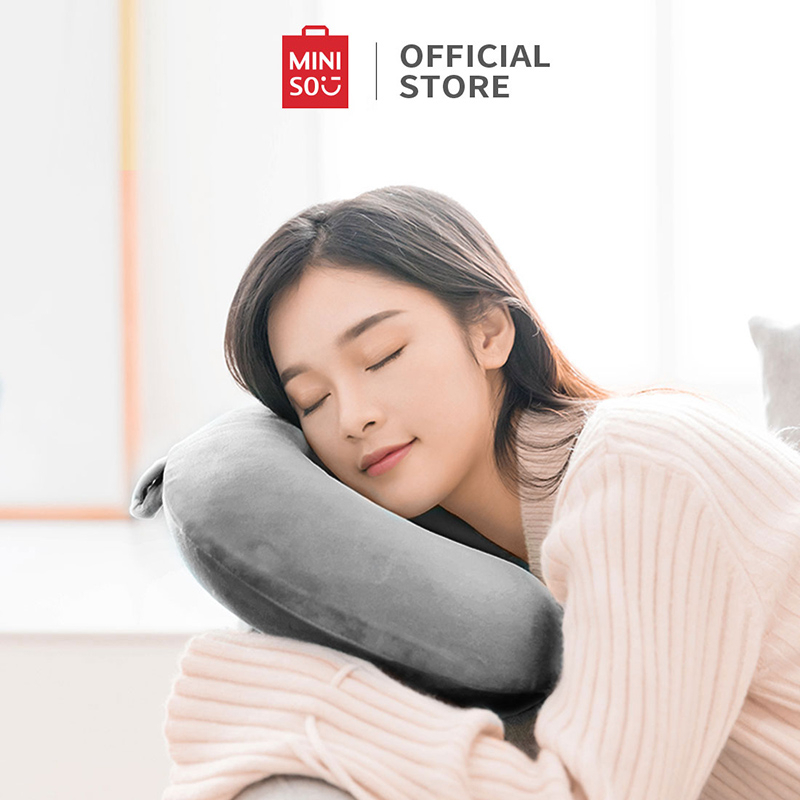 MINISO Classic Series Nối Gối chữ U hai màu Gối cổ Cpine Cổ tử cung Bộ nhớ di động Cotton Văn phòng