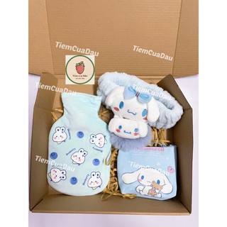 Set quà tặng gấu dâu combo 4 món túi chườm , ví , băng đô , buộc tóc
