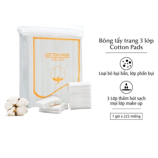 Bông tẩy trang 222 miếng LATUBO Fm cotton Pads 3 lớp dày mịn ít xơ / Subeo Beauty