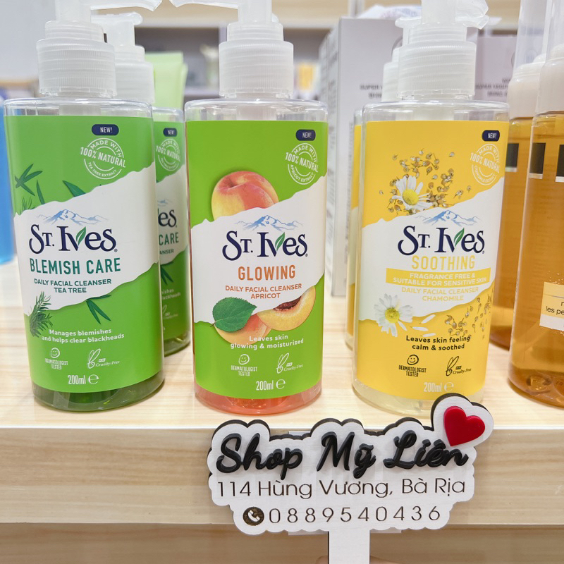 AUTH- 𝐒𝐮̛̃𝐚 𝐑𝐮̛̉𝐚 𝐌𝐚̣̆𝐭 𝐒𝐭.𝐈𝐯𝐞𝐬 𝐃𝐚̣𝐧𝐠 𝐆𝐞𝐥 - St.Ives Daily Facial Cleaner Gel 200ml