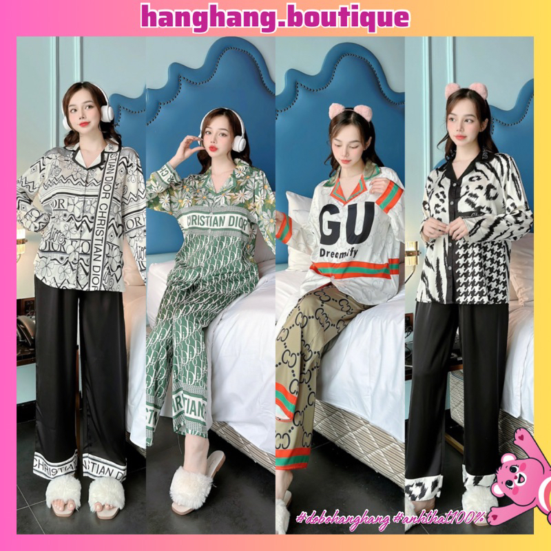 Bộ đồ ngủ nữ pijama BIGSIZE, pijama dài tay dài, pijama LỤA LATIN mịn mát, set đồ bộ nữ mặc nhà cao cấp 2CE size L