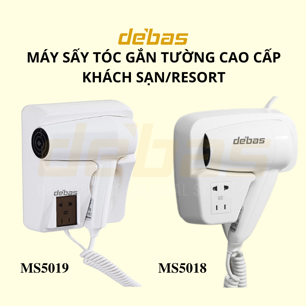 Máy sấy tóc cao cấp phòng tắm dùng trong khách sạn có ổ cắm gắn tường Debas MST5012 MST5018 MST5019