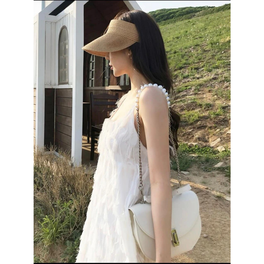 Đầm midi 2s trắng voan lông cao cấp NÀNG CLOSET