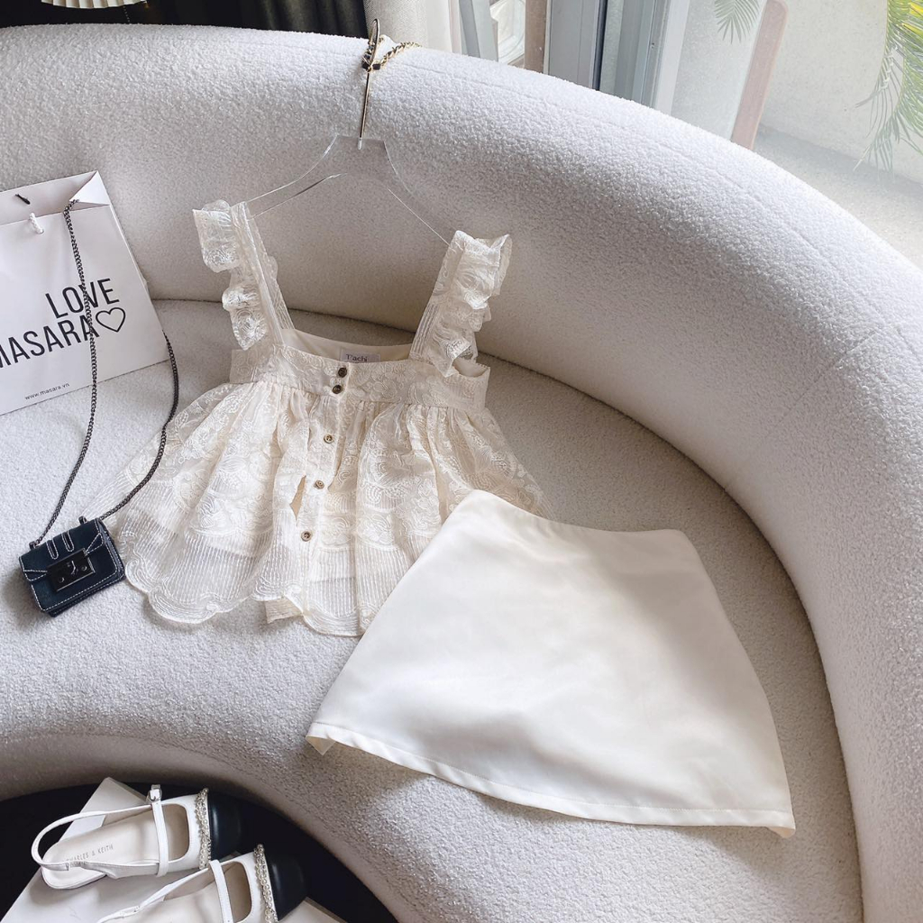 SET Áo BBD 2s ren cao cấp kèm Chân Váy nude NÀNG CLOSET