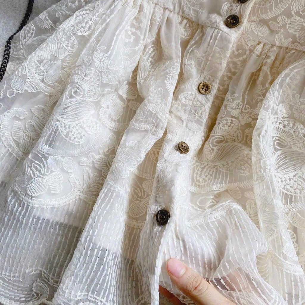 SET Áo BBD 2s ren cao cấp kèm Chân Váy nude NÀNG CLOSET