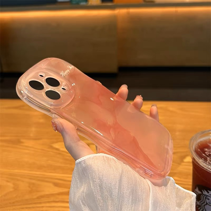 Ốp lưng ip trong suốt ombre vân đá pink grow gợn sóng mây dành cho ip - TENCASESHOP