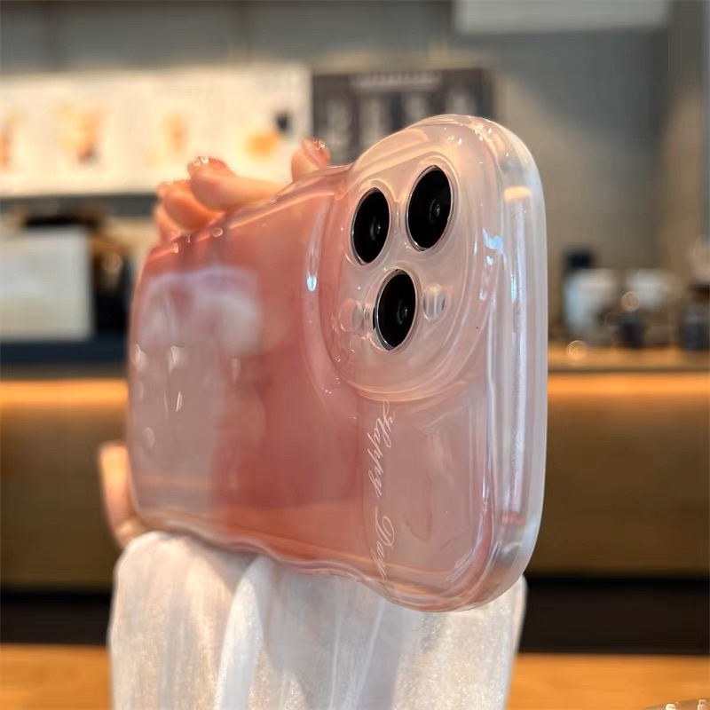 Ốp lưng ip trong suốt ombre vân đá pink grow gợn sóng mây dành cho ip - TENCASESHOP