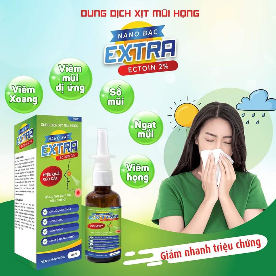 Dung dịch Xịt mũi họng Nano bạc Extra Ection 2%[ Chai 20ml]