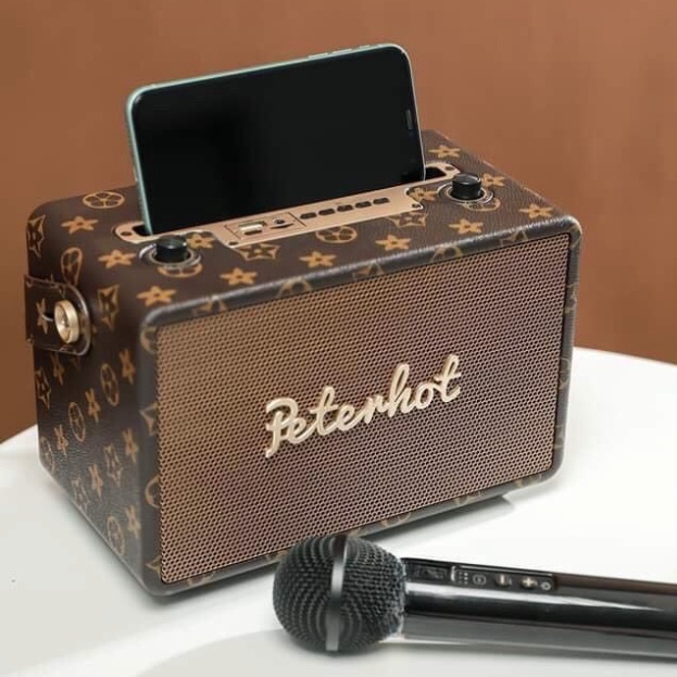 Loa karaoke bluetooth PETERHOT A106W âm thanh đỉnh cao,loa không dây kèm micro tích hợp đa cổng hết nối chất lượng có BH