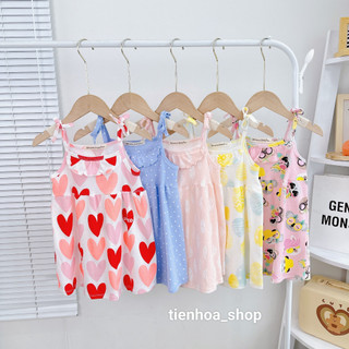 [Bé 7-19kg] Váy/ đầm 2 dây cột nơ Bozip siêu mềm mịn mát cho bé gái - HÀNG LOẠI 1