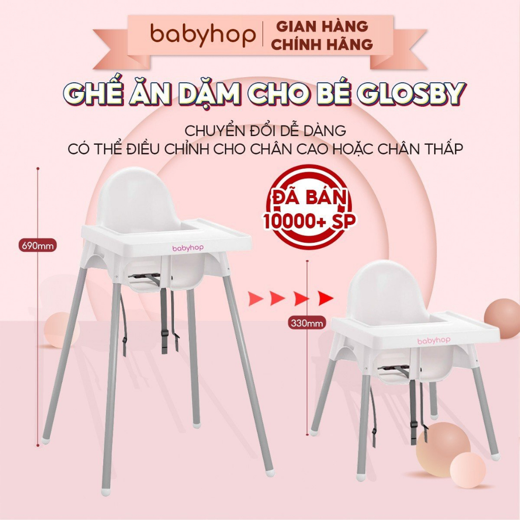 Ghế ăn dặm glosby Babyhop cho bé kèm mặt bàn,ăn dặm kiểu nhật & BLW