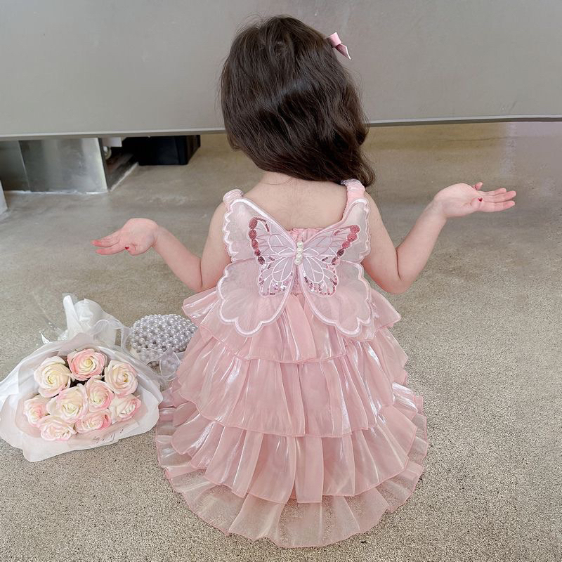 Sẵn be 90,130-Đầm Công Chúa Cho Bé Hoạ Tiết Dễ Thương Dáng Xoè , Đầm 2 Dây Cho Bén