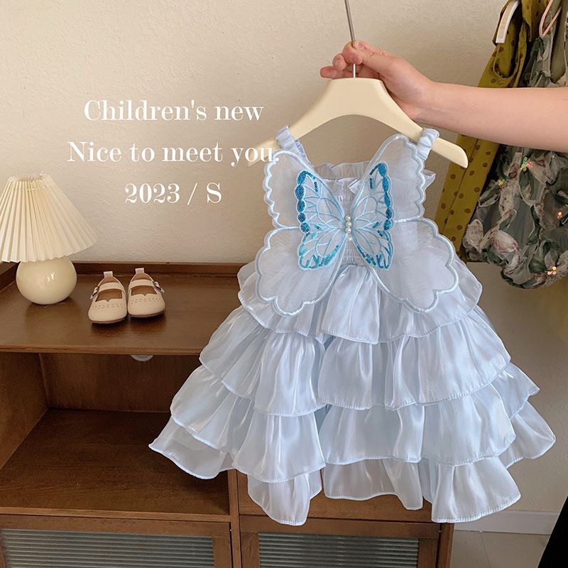 Sẵn be 90,130-Đầm Công Chúa Cho Bé Hoạ Tiết Dễ Thương Dáng Xoè , Đầm 2 Dây Cho Bén