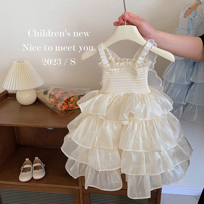 Sẵn be 90,130-Đầm Công Chúa Cho Bé Hoạ Tiết Dễ Thương Dáng Xoè , Đầm 2 Dây Cho Bén