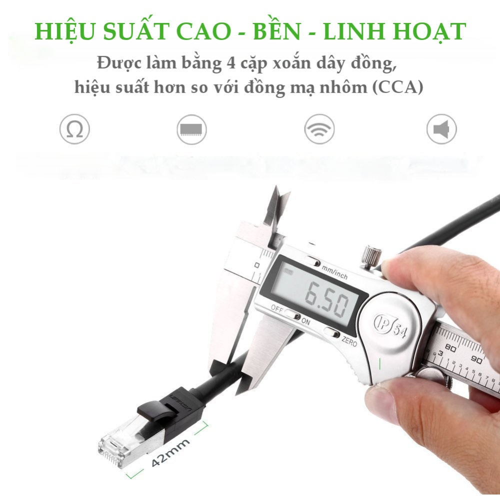 Cáp mạng đúc sẵn Cat6 nối dài 0,5m chính hãng Ugreen 11278 cao cấp
