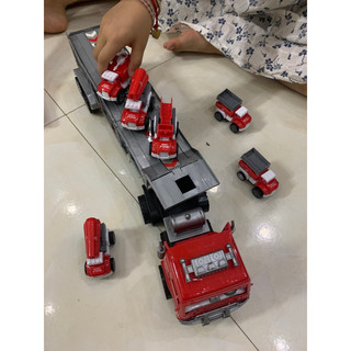 Xe oto đồ chơi, hộp đồ chơi oto cỡ lớn xe container và 6 xe con