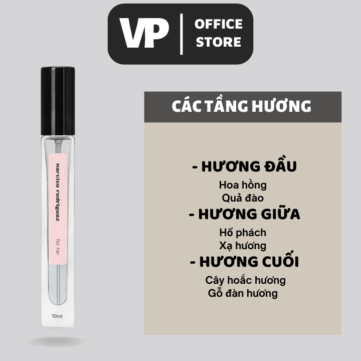 Nước hoa nữ mini chiết NARCISO RODRIGUEZ FOR HER 10ml chính hãng gợi cảm, nữ tính, tinh tế