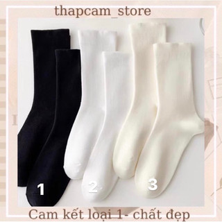 TẤT CỔ CAO ĐEN/TRẮNG BASIC HÀN QUỐC