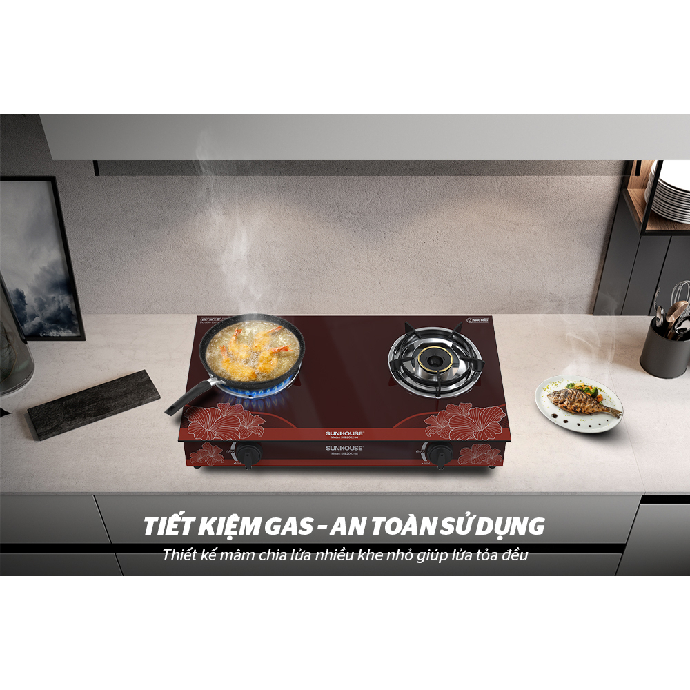 Bếp gas dương kính Sunhouse SHB2022-SG - BH 12T - tiết kiệm gas, an toàn sử dụng- chính hãng