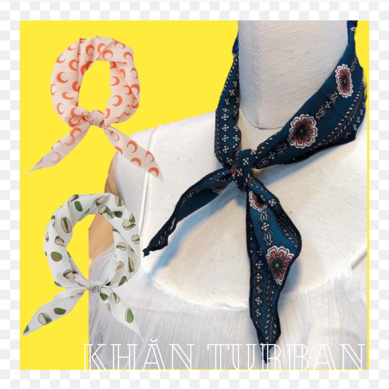 Khăn thời trang hoạt hình phong cách ulzzang - Khăn tam giác xinh in hoạ tiết dễ thương