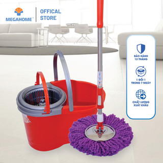 Bộ Lau Nhà Maxx Easy Mop X3 Megahome xoay 360 độ mâm lau inox cây lau nhẹ
