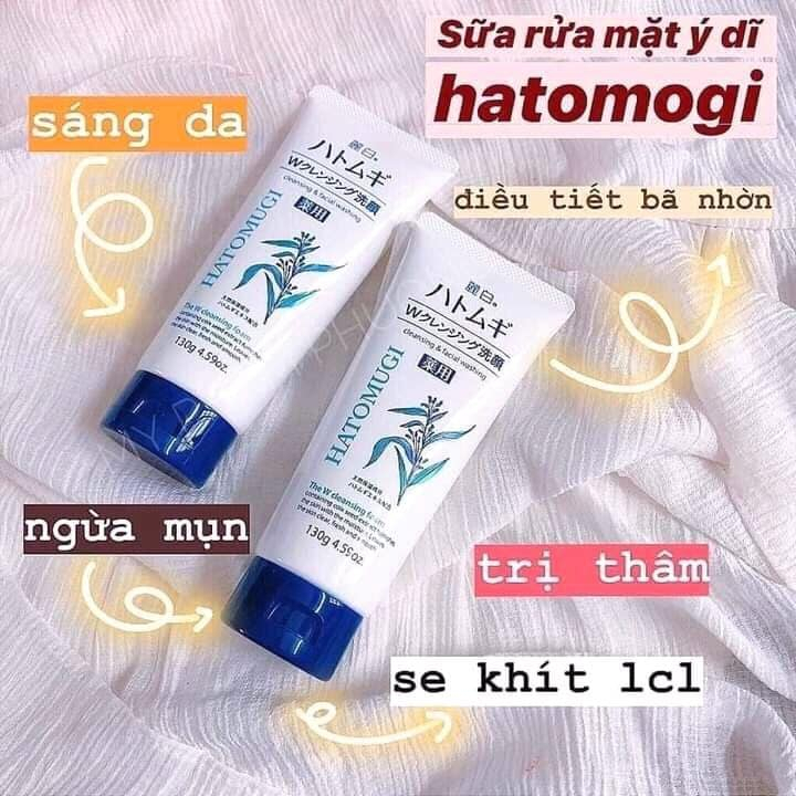 Sữa Rửa Mặt Trắng Da & Giảm Mụn Hatomugi Cho Da Dầu và Da Khô 130g
