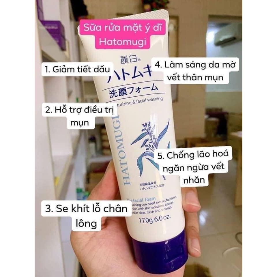 Sữa Rửa Mặt Trắng Da & Giảm Mụn Hatomugi Cho Da Dầu và Da Khô 130g
