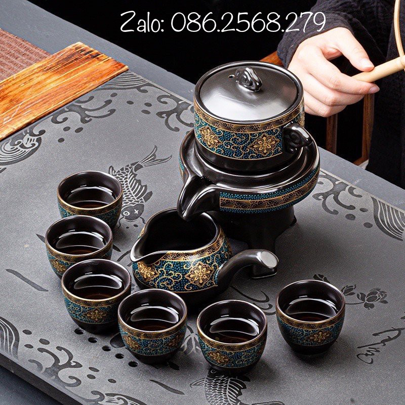 Bộ Ấm Chén Pha Trà Cối Xay Cao Cấp Kèm Hộp Quà Tặng
