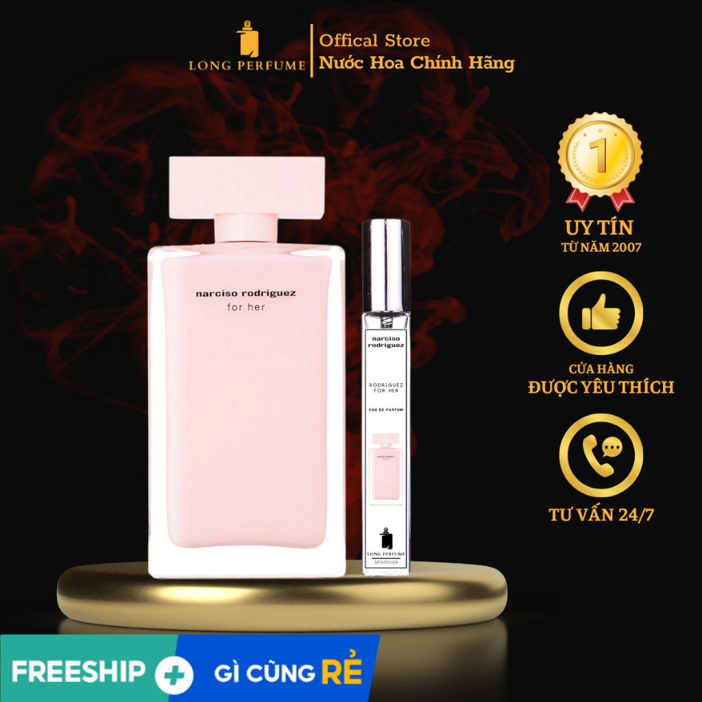 Nước Hoa Nữ 𝐍𝐚𝐫𝐜𝐢𝐬𝐨 𝐑𝐨𝐝𝐫𝐢𝐠𝐮𝐞𝐳 𝐅𝐨𝐫 𝐇𝐞𝐫 𝐄𝐃𝐏- Dung tích ᴛᴇsᴛᴇʀ 2.5ᴍʟ/10ᴍʟ丨Long Perfume.
