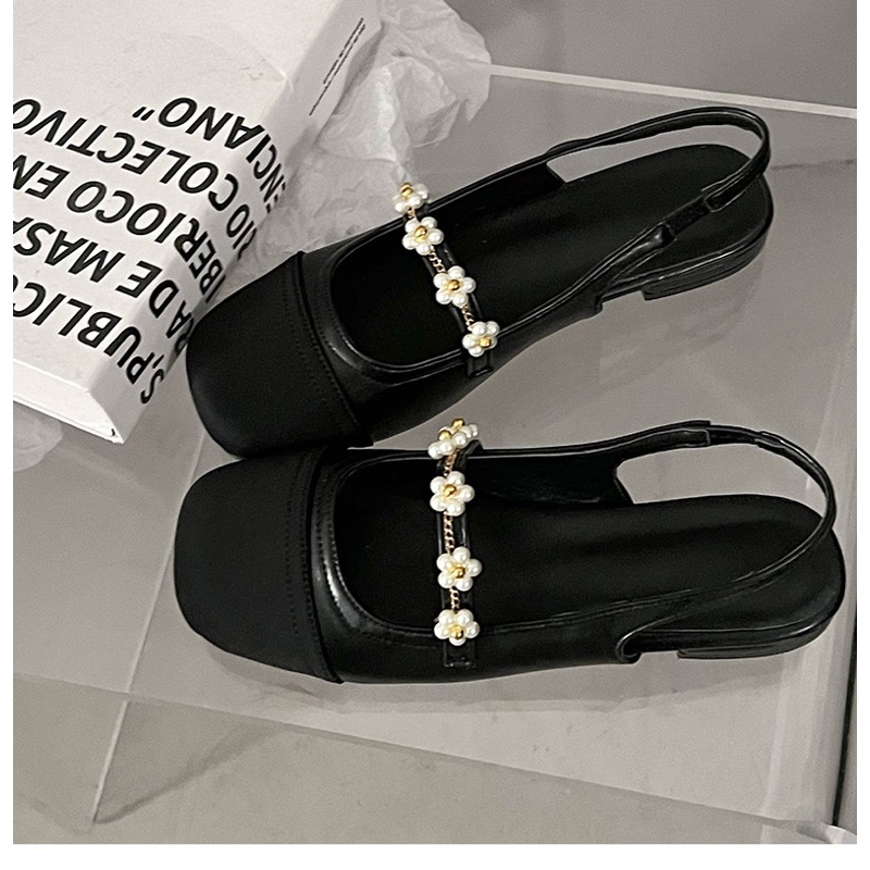 Giày búp bê nữ đế thấp mũi tròn phong cách vintage đính đá tiểu thư sang trọng thời trang dành cho nữ