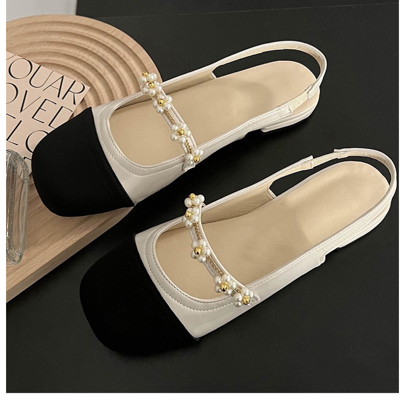 Giày búp bê nữ đế thấp mũi tròn phong cách vintage đính đá tiểu thư sang trọng thời trang dành cho nữ