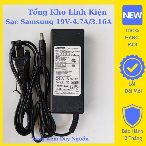 Sạc Laptop Samsung 19V-3.16A / 4.7A Adapter Samsung 65W 90W Zin Tặng Kèm Dây Nguồn