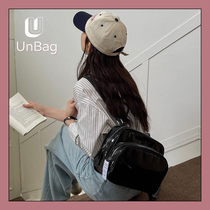 Balo đi học đi du lịch da bóng Jennie mini tráng gương