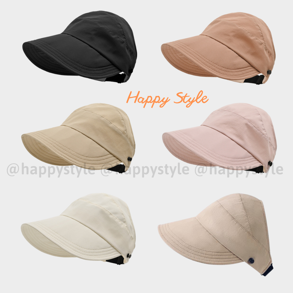 Mũ bucket dáng lưỡi trai khoét nửa đầu trơn chất dù Nón chống nắng hở chóp có móc đeo khẩu trang form unisex nam nữ N135