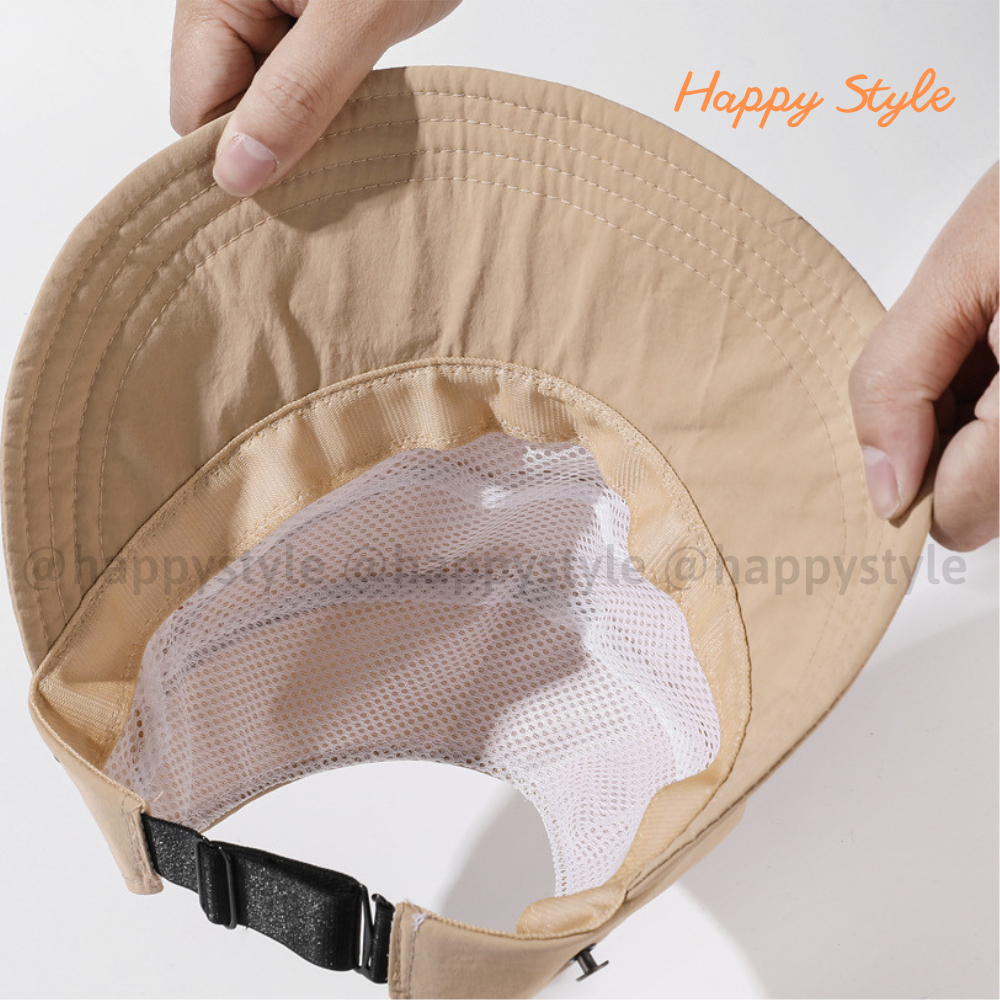 Mũ bucket dáng lưỡi trai khoét nửa đầu trơn chất dù Nón chống nắng hở chóp có móc đeo khẩu trang form unisex nam nữ N135
