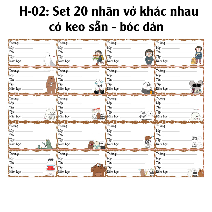 Nhãn vở Gấu WE are Bears - Chúng tôi là gấu