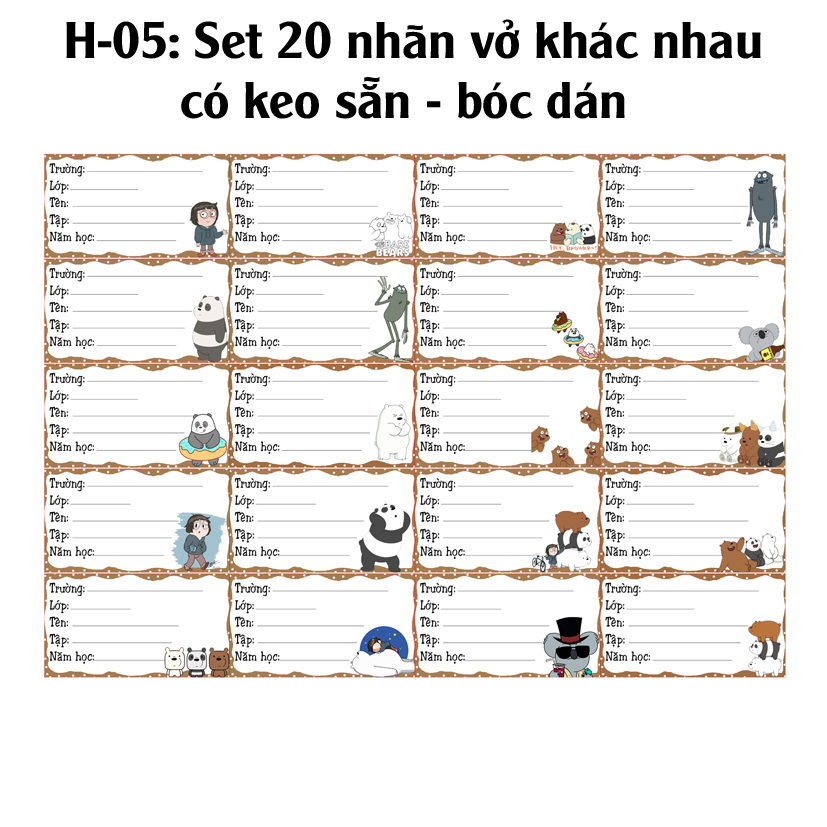 Nhãn vở Gấu WE are Bears - Chúng tôi là gấu