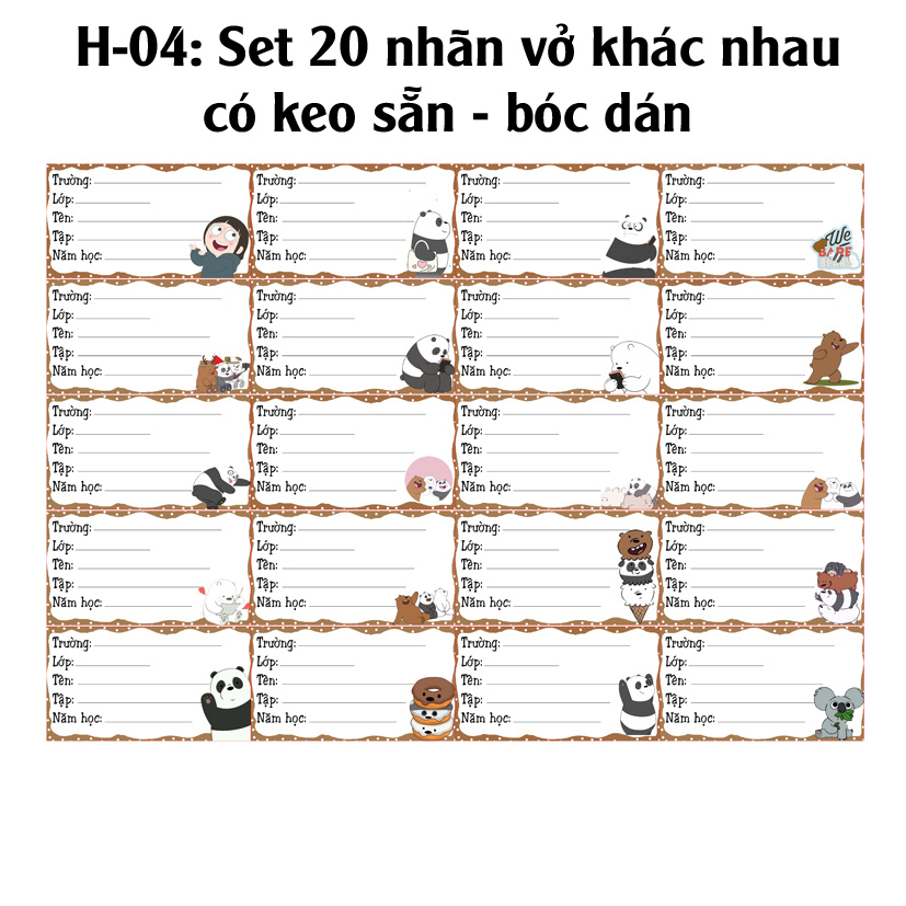 Nhãn vở Gấu WE are Bears - Chúng tôi là gấu