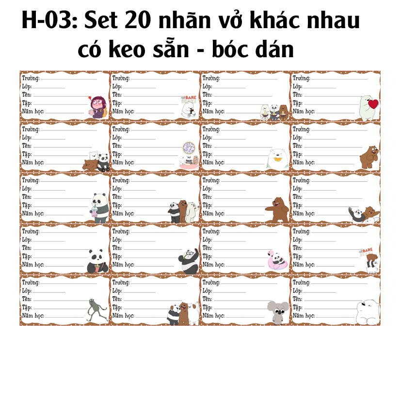 Nhãn vở Gấu WE are Bears - Chúng tôi là gấu