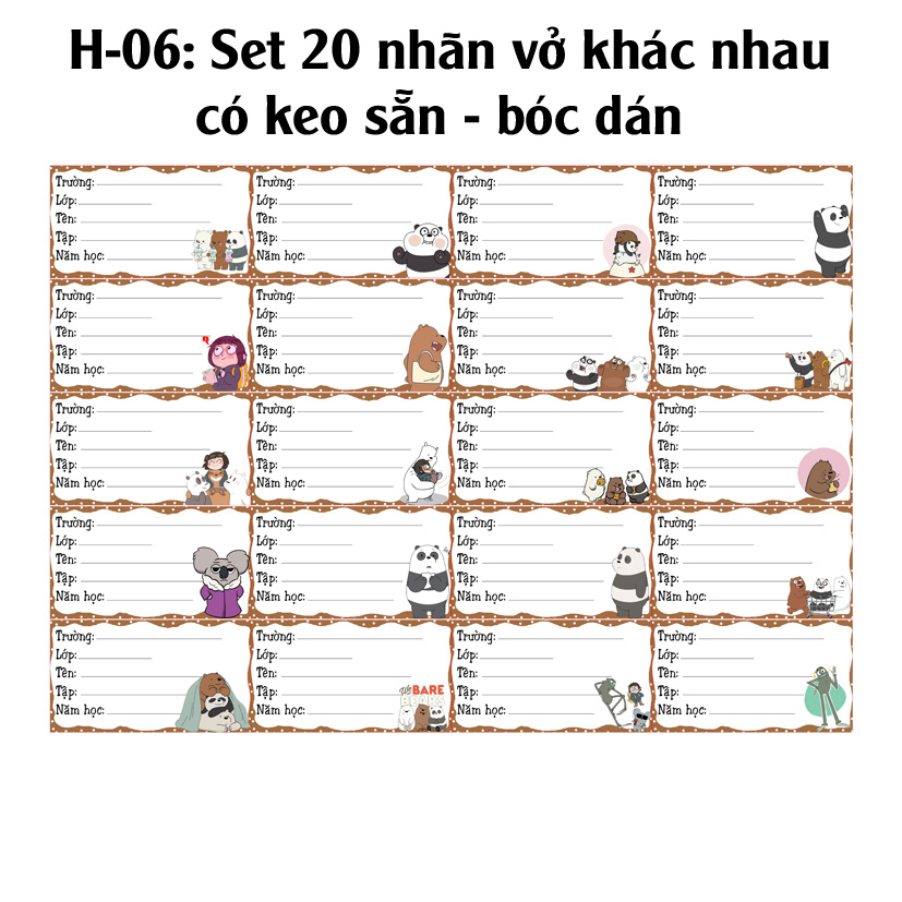 Nhãn vở Gấu WE are Bears - Chúng tôi là gấu