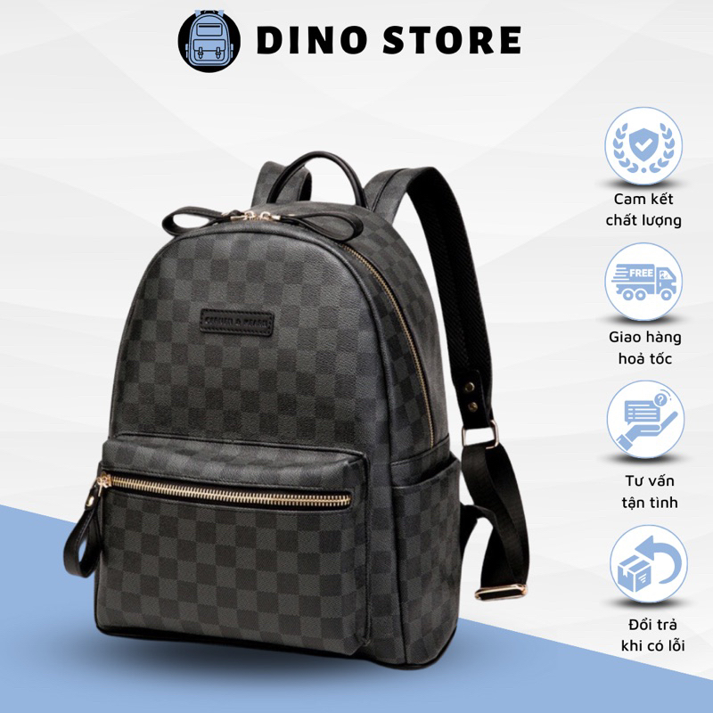 [DINO STORE] Balo Da Thời Trang Nam Nữ Balo Lv Da Pu Cao Cấp Chống Nước Cặp Đi Học Đi Chơi Ulzzang Balo Đựng Laptop