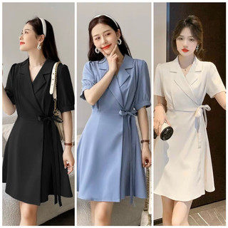Đầm cổ vest thắt eo 4 màu