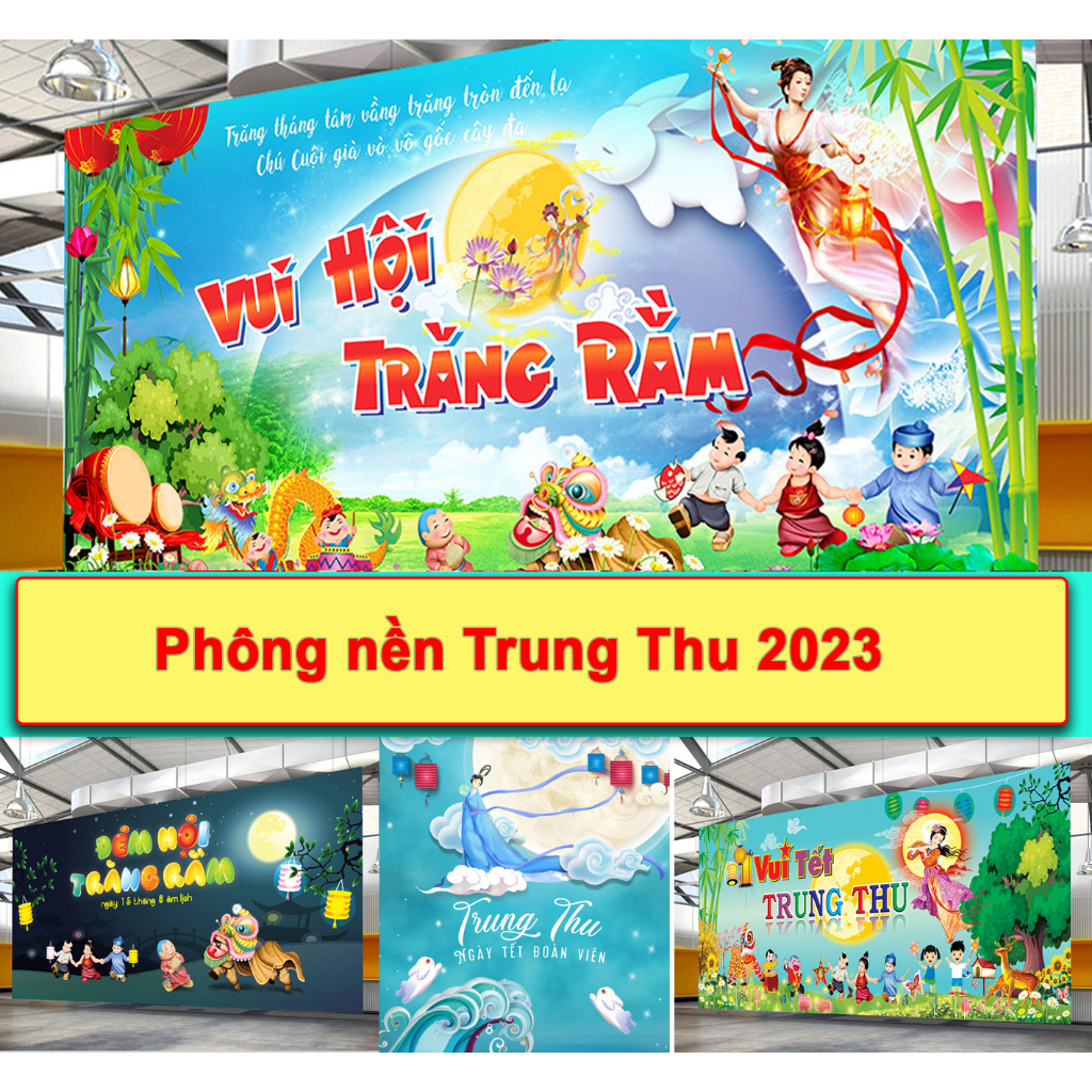 Tranh vải TRUNG THU , phông nền chụp ảnh TRUNG THU cho bé đẹp size lớn