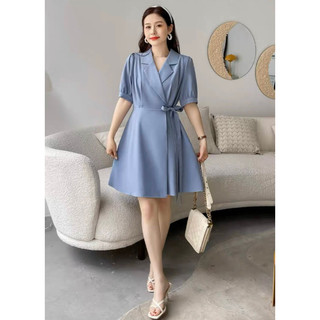 Đầm cổ vest thắt eo 4 màu (kèm hình thật)
